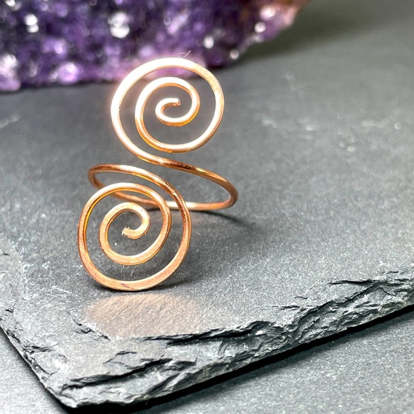 Bare Copper Hand Hammered Ring Artisan Designed - Picture 1 of 16